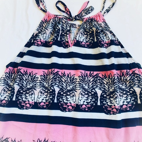 Cute pink and blue pineapple halter top - Picture 2 of 8